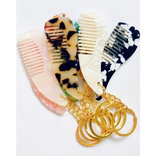 Mini Acetate Hair Comb With Keychain Natural Detangling Comb no Static For Women Girls Hair Styling Tools Hairdressing