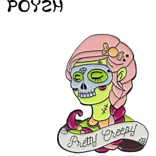 Fashion Beautiful skull girl skeleton brooch death girl Enamel Lapel Pin cartoon gift for friends gift Jewelry Backpack Badge