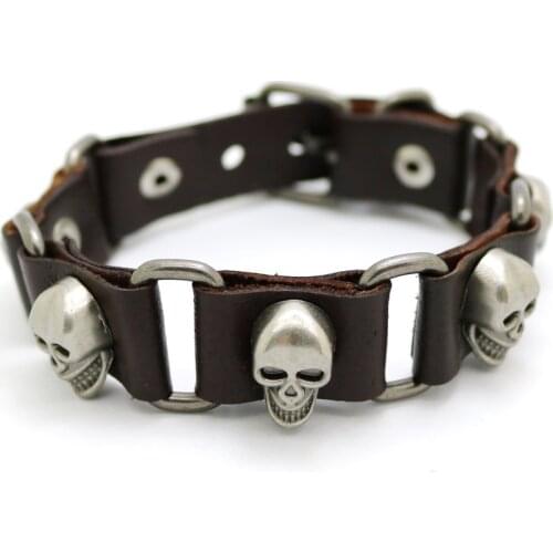 2016 New Men And Women Fashion Accessories Punk Skull Bracelets And Bracelets Retro Casual Leather Bracelets For Men And Women