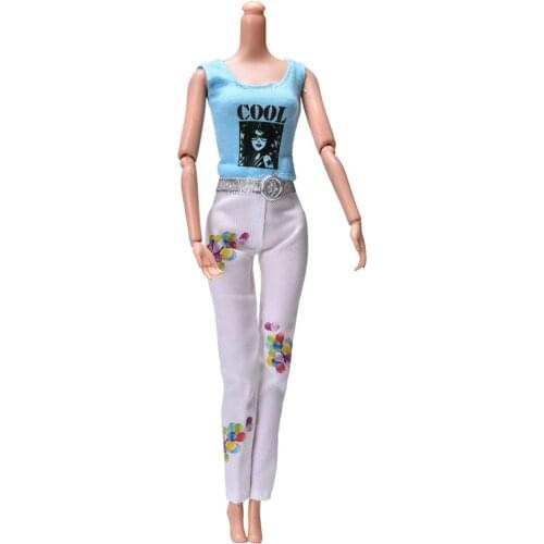 MYPANDA 2 Pcs/Set Fashion 11" Dolls White Pants Fur Purple Coat Multi-color Clothes Suit For Dolls Accessories