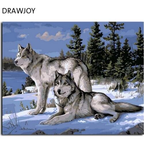 Frameless Picture Painting By Numbers Wolf Home Decor DIY Digital Canvas Oil Painting Home Decoration For Living Room 40*50cm