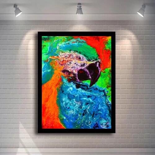 Wall Art Posters Animal Oil Painting On Canvas Wall Pictures Abstract Watercolor Parrot Pictures for Living Room Decor Unframed
