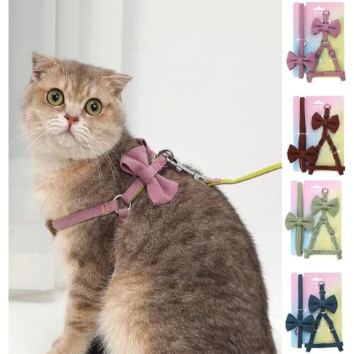 Cat Collar Harness Leash Adjustable Polyester Pets Traction Cats Kitten Dog Halter Collar Gato Cats Products Pet Harness Belt