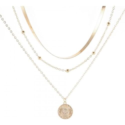 2021 Korean Version Of The New Necklace Popular Fashion Personality Simple Lotus Multilayer Necklace Blade Chain Necklace Satan