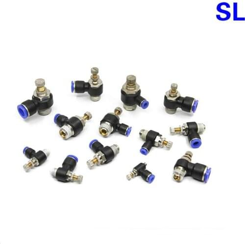 Air SL 1 / 8 1 / 4 3 / 8 1 / 2 Speed Control Pneumatic Connector Throttle Controller 4 68 10mm Hose Quick Connection Adjustable