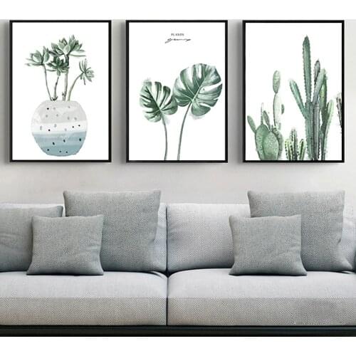 Green Plants Leaf Canvas Posters Nordic Style Prints Scandinavian Wall Art Painting Decoration Pictures Minimalist Home Decor