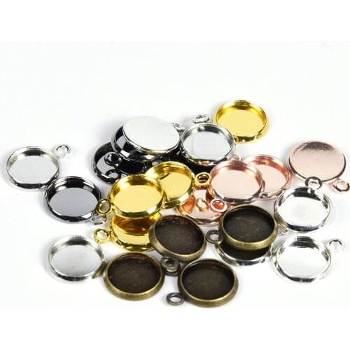 20Pcs/Lot 10-20mm Blank Charms Fit Pendant Cabochon Base Tray Bezels Setting For Stud Earring Jewelry Making Supplies