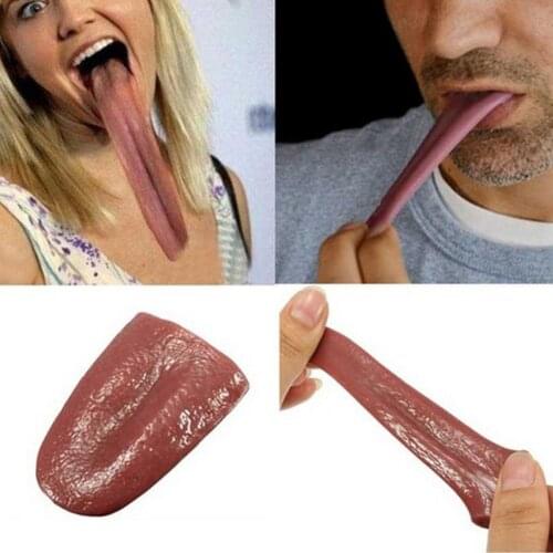 Halloween Realistic Fake Tongue Magic Trick Joke Prank Horrible Stretchable Prop