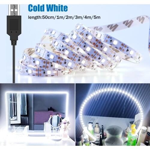 Mirror Front Light Bulbs LED Makeup Mirror Lamp Tape Hollywood Lights Strip LED Dressing Table Wall Lamps 0.5M 1M 2M 3M 4M 5M