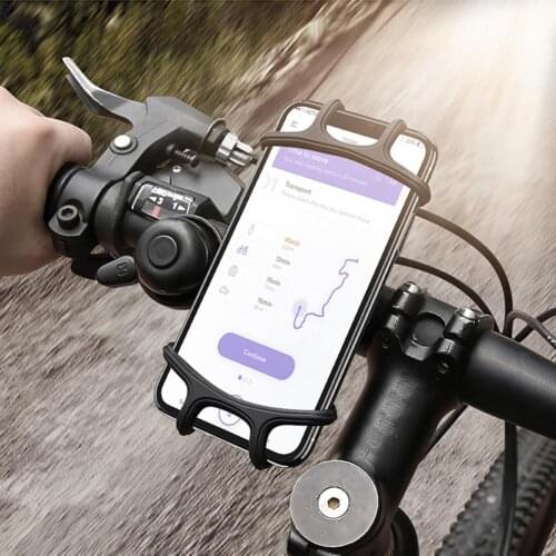 Floveme Universal Bike Motorcycle Mobile Phone Stand Silicone Non-slip Buckle Pull Phone Mount Handlebar Bracket Holder 1PC J2
