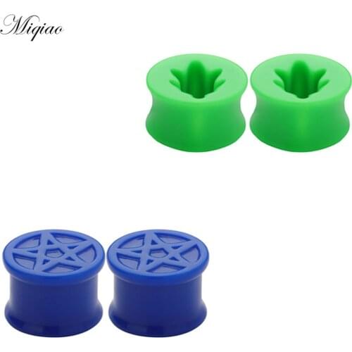 Miqiao 2pcs Trend Personality Five-pointed Star Leaf Ear Expander 6mm-26mm Piercing Jewelry