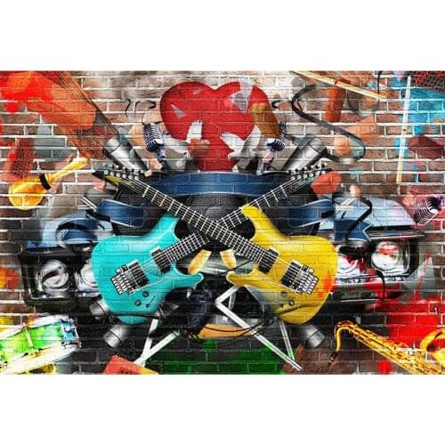Guitars Comic doodle photo backgrounds vinyl graffiti photography backdrop for photographer Studio accessories fotografia G-426