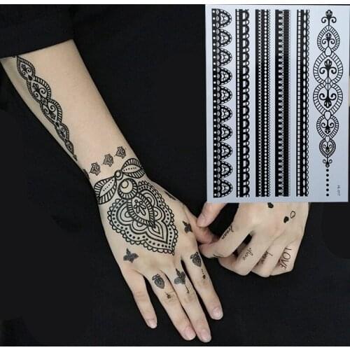 1 piece Black India spends Henna Temporary Tattoo for lace Hands Inspired Body Stickers