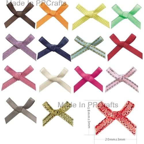 18X20MM Mini Satin/Grosgrain Ribbon Hand-Tied Bow For Hairbow DIY Crafts 200pcs