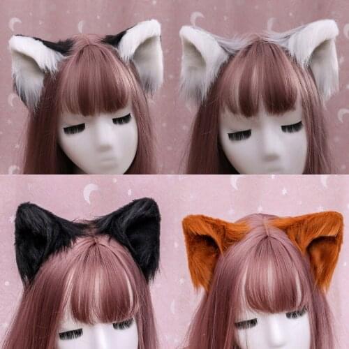 2Pcs/Set Cute Fox Cat Ears Hairpins Girls Plush Animal Hair Clip Lolita Cosplay Party Costume Women Halloween Hair Accessories