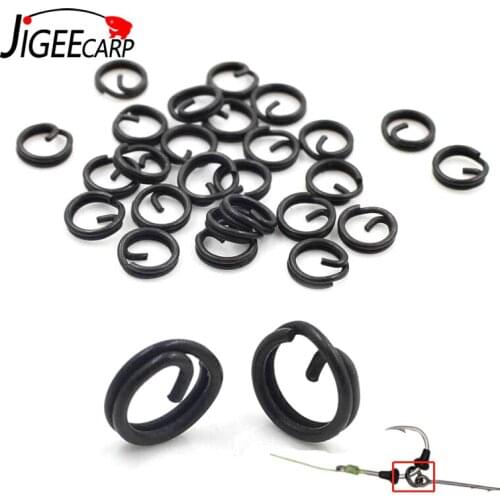 JIGEECARP 20PCS Copper Carp Fishing Q Ring Clip Matt Black Split Rings Double Loop Rig Swilvels Carp Quick Change Tackles