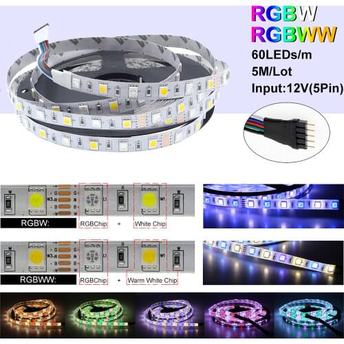 5M 300 LEDs SMD 5050 DC 12V RGB LED Strip Waterproof IP65 LED Light 60leds/m White RGB Party Light Flexible LED Light Strips