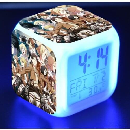 7 Colors Change Touch light Alarm Clock Flashing Toys Attack On Titan Anime Figuras