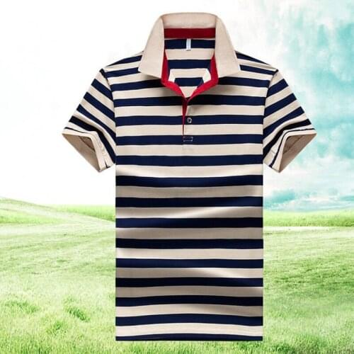 95% Cotton Summer Polo Shirt Men Casual Striped Short Sleeve Camisas Polo Cotton Breathable Sportswear Plus Size M-4XL Golf Polo