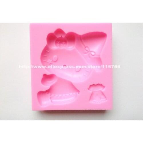 Free Shipping Cat & Dress Shaped Silicone Mold Cake Decoration Fondant Cake 3D Food Grade Silicone Mould 083