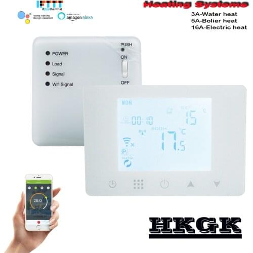 APP WIFI&RF wireless thermostat-NC/NO Water valve Water heat-Gas boiler heat-Electric heat,for Works with Alexa Google home
