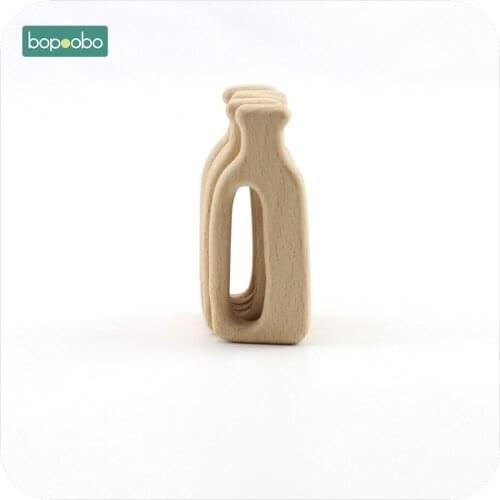Bopoobo Wooden Teether Accessories Feeding Bottle 1pc Beech Wooden Baby DIY Nursing Teething Pendants Baby Teether