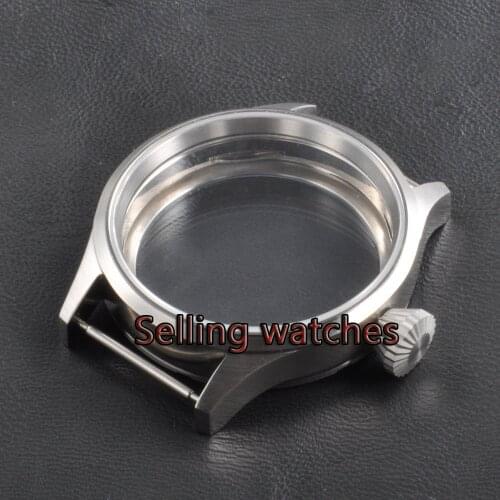 43mm sterile steel parnis Watch CASE sapphire glass fit 6498 6497 eat movement