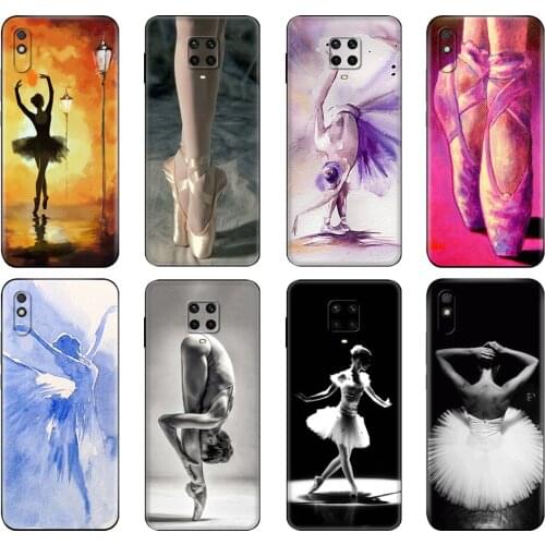 Black tpu Case For Xiaomi Redmi 7A 8 8A 9 9A 9C Case Redmi Note 8T 8 Pro T Note 9 9S 9 Pro Case Ballet Ballerina Dancer Shoes