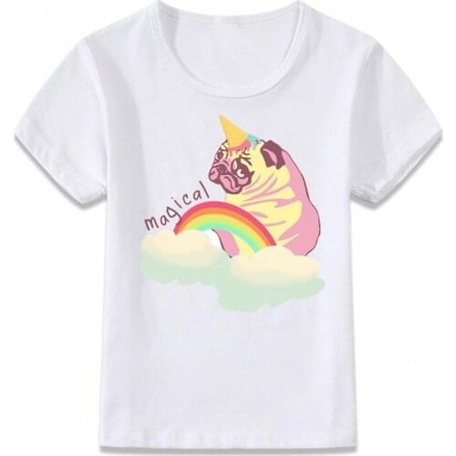 Kids Clothes T Shirt Magical Pug Unicorn T-shirt for Boys and Girls Toddler Shirts Tee oal265