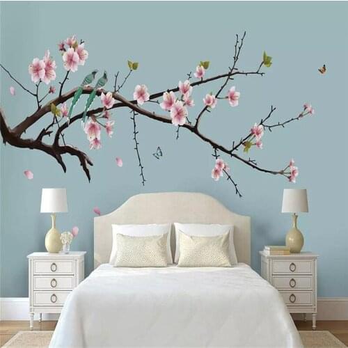 Elegant hand-painted flowers and birds background high-grade wall cloth manufacturers wholesale wallpaper mural photo wall