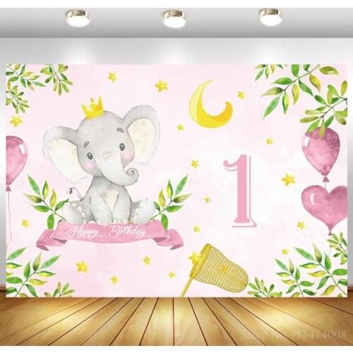 New Born Elephant Balloon Party Baby Shower Photography Background Children Kids 1st Birthday Studio Photocall Photo Backdrop