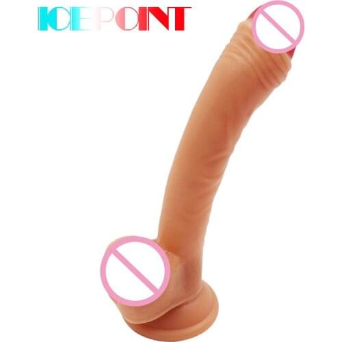 ICEPOINT 19.5*3cm Realistic Dildo Sofe Skin Silicone Big Glans Penis with Suction Cup for Women Masturbation Lesbain Sex Toys