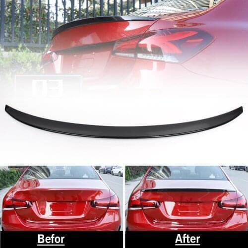 Car Rear Lip Spoiler Cover Trim Tail Trunk Roof Wing For Mercedes Benz W177 A-Class A200 2019 ABS Glossy Black