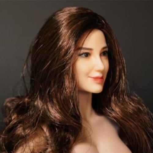 1/6 Scale Female Girl Lady head Sculpt Angelababy Head play Long Staight/Brown Curly Hair For 12 Inches Phicen HT Body Figure