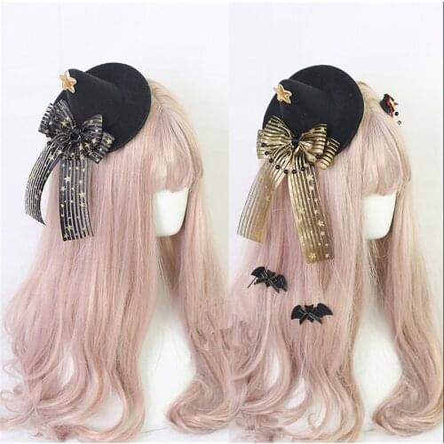 Handmade Glitter Halloween Hairpins Mini Witch Hat Bow Hair Clips Party Headdress Halloween Cosplay Props B1601