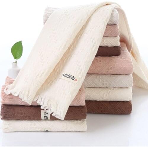 Multi-purpose Household Pure Color Pure Cotton Bathroom Absorbent Bath Towel Towel Jacquard Fringed Beach Towel Swimming Towel