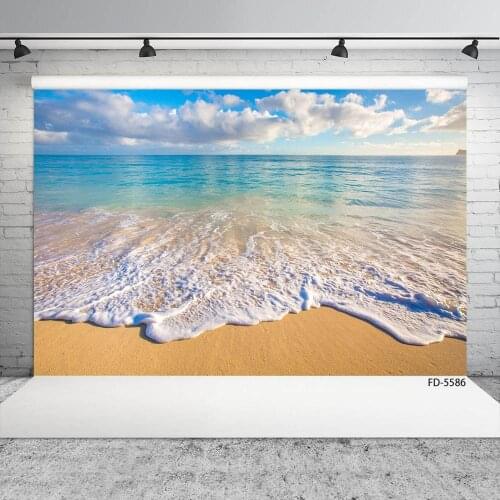Sea Wave Sand Beach Scenery Photo Backgrounds Customized Fond Backdrop for Children Baby Portrait Photophone Photography Props