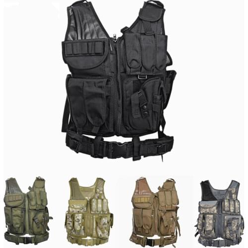 Men Military Tactical Vest Paintball Camouflage Molle Hunting Vest Assault Shooting Hunting Plate Carrier With Holster