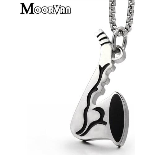 Moorvan Hot Horn pendant necklace musical instrument stainless steel mens fashion style new Valentines Day gift jewelry VP649