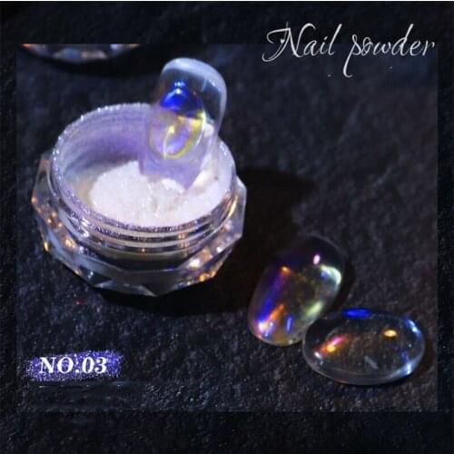 Q1QD Iridescent Nail Powder Rainbow Dewdrop Mirror Effect Holographic Pigment Jar for Nail Art Colorful Fairy Dipping Powder