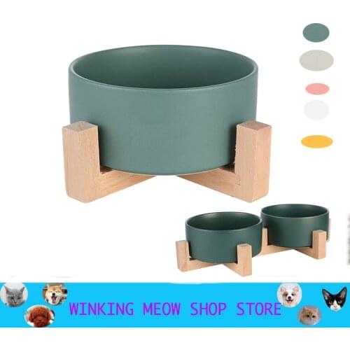 Pet Ceramic Double Cat Bowl Dog Bowl Pet Feeding Water Bowl Cat Puppy Feeder Product Supplies Food And Water Bowls For Dogs