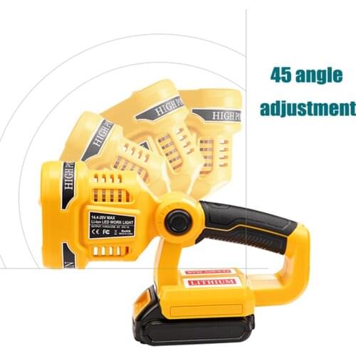 Pistol/Portable 12W 18V LED Lamp Flashlight For Dewalt DCB205 DCB200 Lithium Battery USB Outdoor Tools Work Light Freeshipping