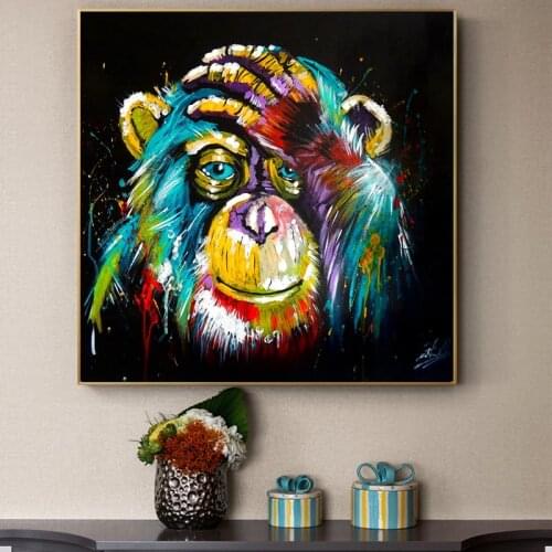Posters and Prints Wall Art Canvas Painting Abstract Watercolor Baboon Decorative Pictures for Living Room Cuadros Salon Decor