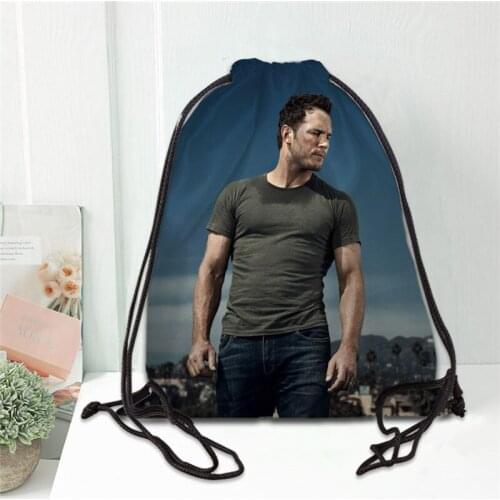 Hot Chris Pratt Printed backpack drawstring bag satin soft shoe bags to school custom Logo bags for women