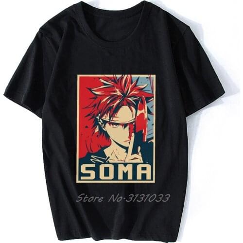 Awesome Shokugeki No Soma Tee Tops Men Short Sleeve Graphic Anime Manga Food Wars T-shirt Fitted Pure Cotton T Shirt Harajuku