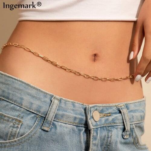 Simple Thin Link Belly Waist Chain Body Jewelry Women Sexy Dress Jeans Bikini Beach Body Chain Vintage Charm Party Summer Acces