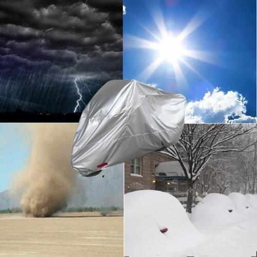 Silver Waterproof Motorcycle Cover Protector from Rain Storm Dust 220x95x110cm