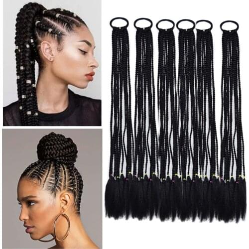 Crochet Braid Ponytail Hairpiece With Rubber band hair ring Synthetic Hair Ponytail Hair Extension Rainbow Color 24inch 12roots