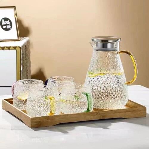 Heat-resistant large-capacity hammer glass water cooler set water cooler set water cooler juice tie pot flower tea kettle