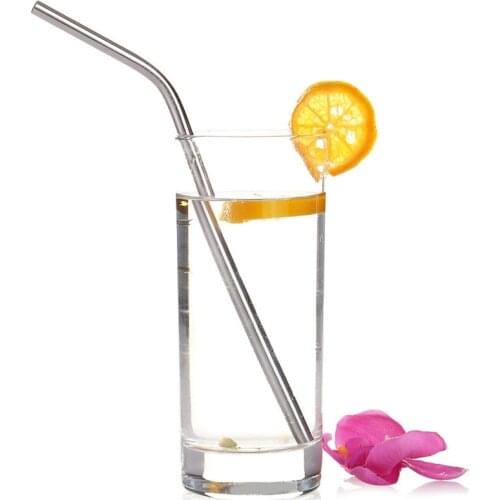 500PCS Bend & Straight Stainless Steel Straw 6mm Drinking Straws With Slot Reusable Metal Party Bar Drinks Brush